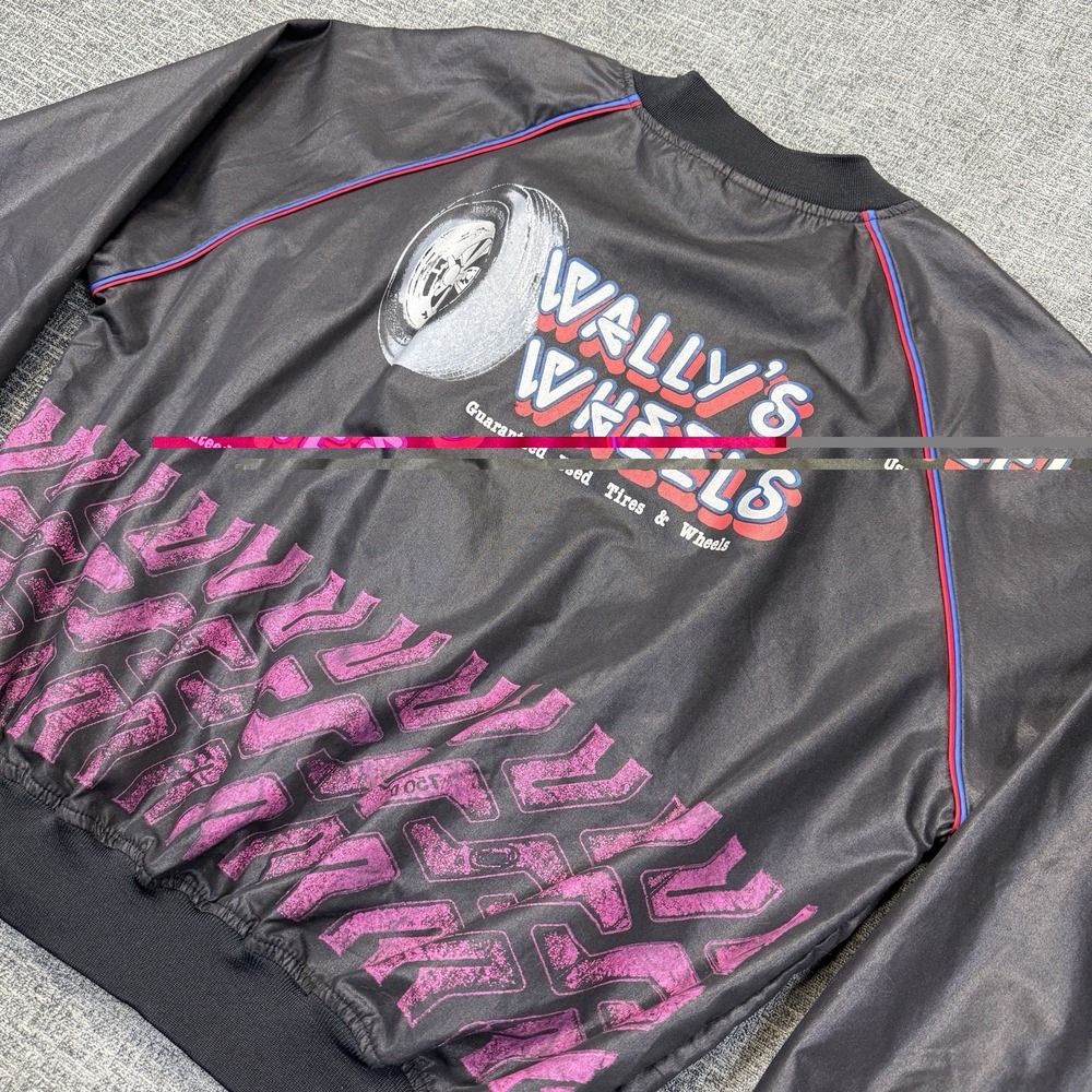 Vtg BFGoodrich Racing Jacket Mens XXL USA Wally's Wheels Snap Front Graphic 90's
